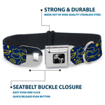 Dog Bone Black/Silver Seatbelt Buckle Collar - HARMONY BALANCE LIFE Icons Collage Blue/Yellow