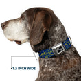 Load image into Gallery viewer, Dog Bone Black/Silver Seatbelt Buckle Collar - HARMONY BALANCE LIFE Icons Collage Blue/Yellow