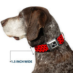 Dog Bone Seatbelt Buckle Collar - Mustache Monogram Black/Red