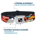 Load image into Gallery viewer, Dog Bone Seatbelt Buckle Collar - Mustaches Brown/Multi Pastel