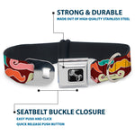 Dog Bone Seatbelt Buckle Collar - Mustaches Brown/Multi Pastel