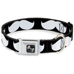 Dog Bone Seatbelt Buckle Collar - Mustache Black/White
