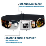 Dog Bone Seatbelt Buckle Collar - Maneki Neko Lucky Cats Gold/Black/White
