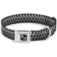 Load image into Gallery viewer, Dog Bone Seatbelt Buckle Collar - Mustache Monogram Black/Grays
