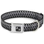 Dog Bone Seatbelt Buckle Collar - Mustache Monogram Black/Grays