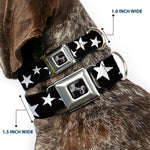 Dog Bone Seatbelt Buckle Collar - Multi Stars Black/White