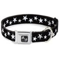 Load image into Gallery viewer, Dog Bone Seatbelt Buckle Collar - Multi Stars Black/White