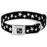 Dog Bone Seatbelt Buckle Collar - Multi Stars Black/White