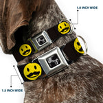 Dog Bone Seatbelt Buckle Collar - Mustache Happy Face2 Black/Yellow/Black