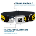 Load image into Gallery viewer, Dog Bone Seatbelt Buckle Collar - Mustache Happy Face2 Black/Yellow/Black
