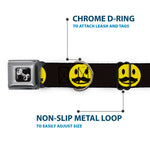 Dog Bone Seatbelt Buckle Collar - Mustache Happy Face2 Black/Yellow/Black