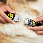 Dog Bone Seatbelt Buckle Collar - Mustache Happy Face2 Black/Yellow/Black