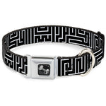 Dog Bone Seatbelt Buckle Collar - Maze Black/White/Red