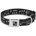 Load image into Gallery viewer, Dog Bone Seatbelt Buckle Collar - Music Notes Black/White