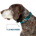 Load image into Gallery viewer, Dog Bone Seatbelt Buckle Collar - Mustaches Mini/Single Repeat Black/Turquoise
