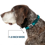Dog Bone Seatbelt Buckle Collar - Mustaches Mini/Single Repeat Black/Turquoise