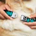 Load image into Gallery viewer, Dog Bone Seatbelt Buckle Collar - Mustaches Mini/Single Repeat Black/Turquoise