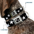 Load image into Gallery viewer, Dog Bone Seatbelt Buckle Collar - Multi Stars Black/White/Black/White Outline