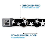 Dog Bone Seatbelt Buckle Collar - Multi Stars Black/White/Black/White Outline