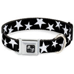 Dog Bone Seatbelt Buckle Collar - Multi Stars Black/White/Black/White Outline