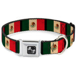 Dog Bone Seatbelt Buckle Collar - Mexico Flag Distressed