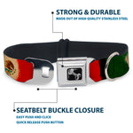 Dog Bone Seatbelt Buckle Collar - Mexico Flag Distressed Painting