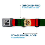 Dog Bone Seatbelt Buckle Collar - Mexico Flag Distressed Painting
