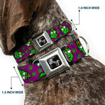 Buckle-Down Seatbelt Buckle Dog Collar - Marijuana Nugs/Leaves Cartoon Purple/Green