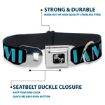 Dog Bone Seatbelt Buckle Collar - MIAMI/Palm Trees Black/White/Pink//Teal