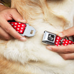 Dog Bone Seatbelt Buckle Collar - Mini Hearts Monogram Red/White