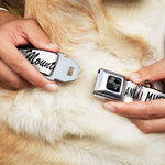 Dog Bone Black/Silver Seatbelt Buckle Collar - THE MOUNTAINS ARE CALLING AND I MUST GO/Mountains Outline White/Black