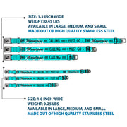 Dog Bone Black/Silver Seatbelt Buckle Collar - THE MOUNTAINS ARE CALLING AND I MUST GO/Mountains Outline2 Teal/White/Black