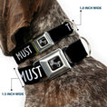 Load image into Gallery viewer, Dog Bone Black/Silver Seatbelt Buckle Collar - THE MOUNTAINS ARE CALLING AND I MUST GO/Mountains Outline3 Black/Gray/White