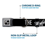 Dog Bone Black/Silver Seatbelt Buckle Collar - THE MOUNTAINS ARE CALLING AND I MUST GO/Mountains Outline3 Black/Gray/White