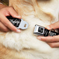 Load image into Gallery viewer, Dog Bone Black/Silver Seatbelt Buckle Collar - THE MOUNTAINS ARE CALLING AND I MUST GO/Mountains Outline3 Black/Gray/White