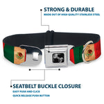Dog Bone Black/Silver Seatbelt Buckle Collar - Mexico Flag Continuous Vintage