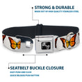 Load image into Gallery viewer, Dog Bone Black/Silver Seatbelt Buckle Collar - Monarch Butterfly Repeat White