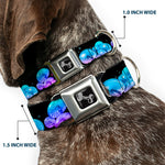Dog Bone Black/Silver Seatbelt Buckle Collar - Mushroom Glow Black/Multi Color