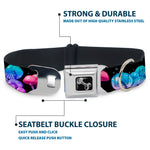 Dog Bone Black/Silver Seatbelt Buckle Collar - Mushroom Glow Black/Multi Color