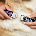 Load image into Gallery viewer, Dog Bone Black/Silver Seatbelt Buckle Collar - Mushroom Glow Black/Multi Color