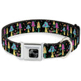 Load image into Gallery viewer, Dog Bone Black/Silver Seatbelt Buckle Collar - Mushroom SHROOMY Garden Black/Multi Color