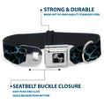 Load image into Gallery viewer, Dog Bone Black/Silver Seatbelt Buckle Collar - Marble Black/Baby Blue