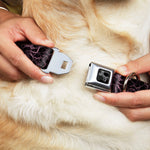 Dog Bone Black/Silver Seatbelt Buckle Collar - Marble Black/Baby Pink