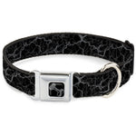 Dog Bone Black/Silver Seatbelt Buckle Collar - Marble Black/Charcoal Gray