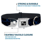 Dog Bone Black/Silver Seatbelt Buckle Collar - Marble Black/Blue