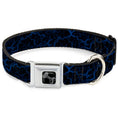 Load image into Gallery viewer, Dog Bone Black/Silver Seatbelt Buckle Collar - Marble Black/Blue