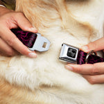 Dog Bone Black/Silver Seatbelt Buckle Collar - Marble Black/Hot Pink