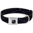 Load image into Gallery viewer, Dog Bone Black/Silver Seatbelt Buckle Collar - Marble Black/Purple