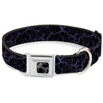 Dog Bone Black/Silver Seatbelt Buckle Collar - Marble Black/Purple