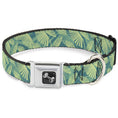 Load image into Gallery viewer, Dog Bone Seatbelt Buckle Collar - Palm Leaves Stacked Pastel Greens